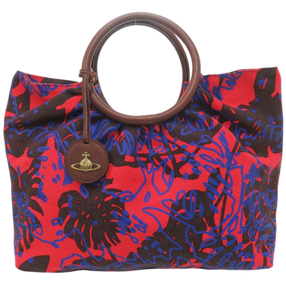 Vivienne Westwood Canvas Leather Red Blue Handbag 0638